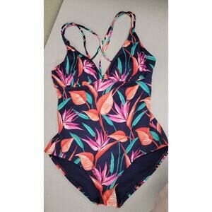 Tommy Bahama One Piece Swimsuit Sz 10 Birds Of Paradise Halter Cup Swim